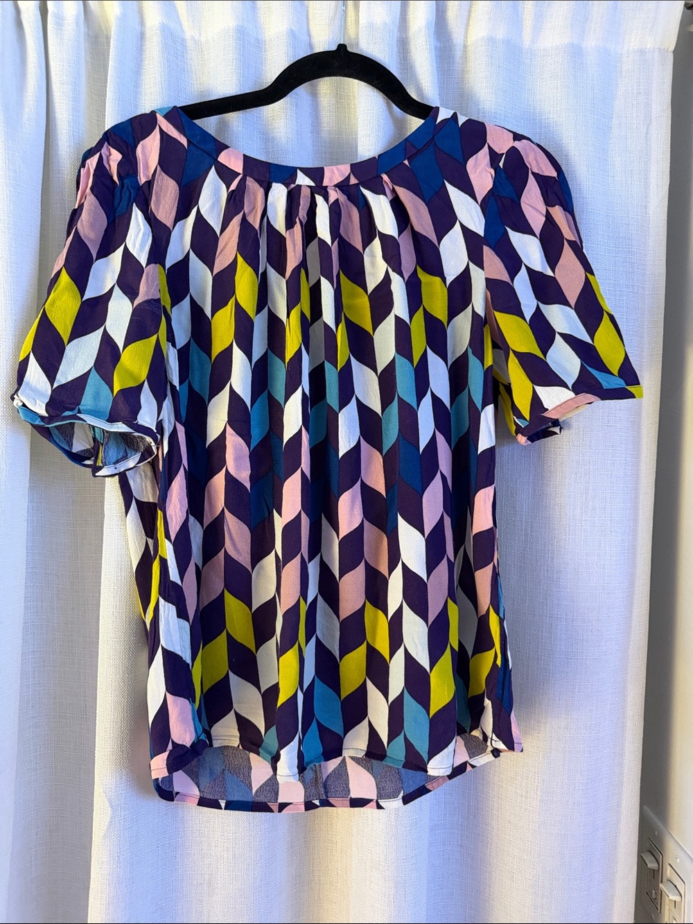 Boden Multicolor Geometric Short Sleeve Blouse